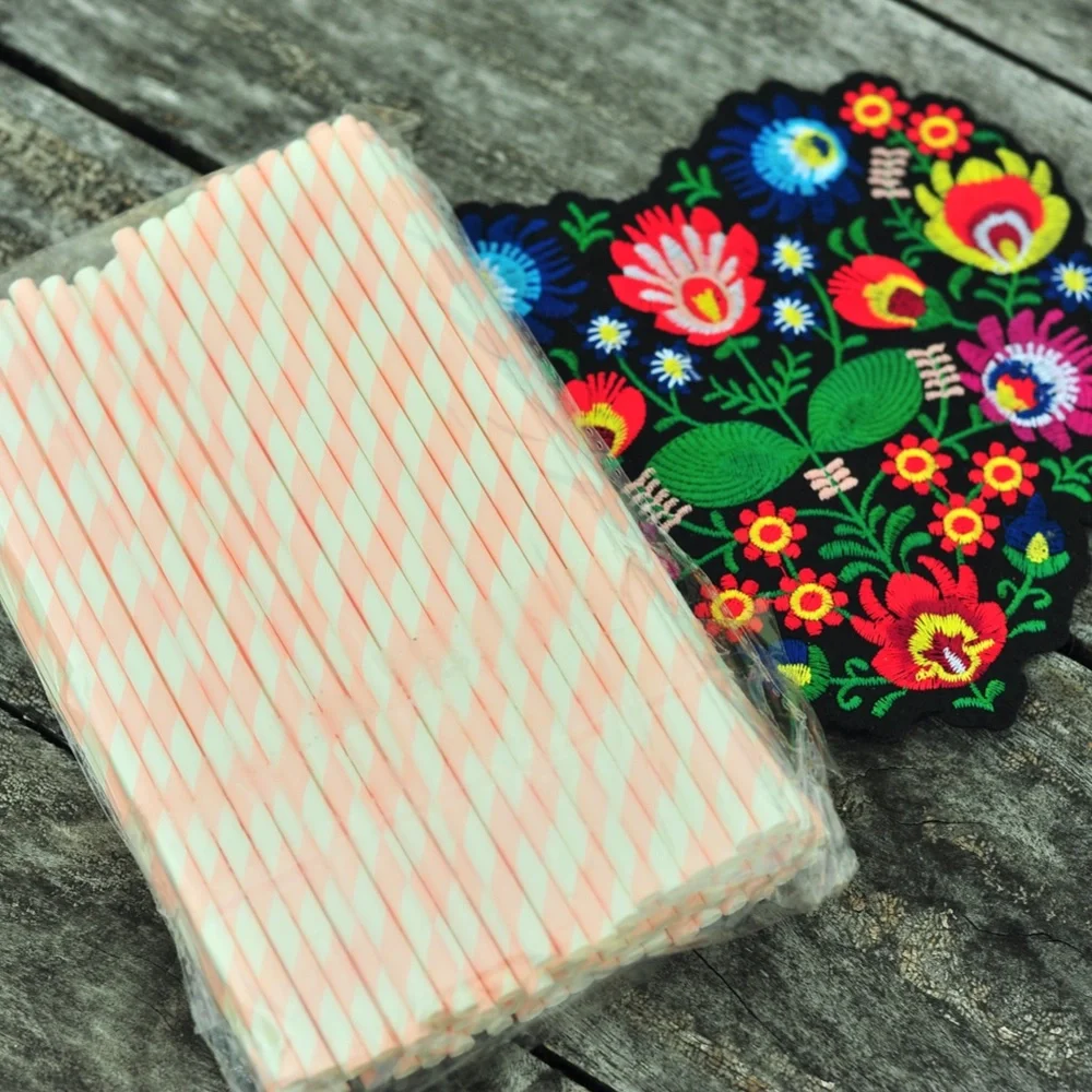 Pink White Candy Cotton Straws